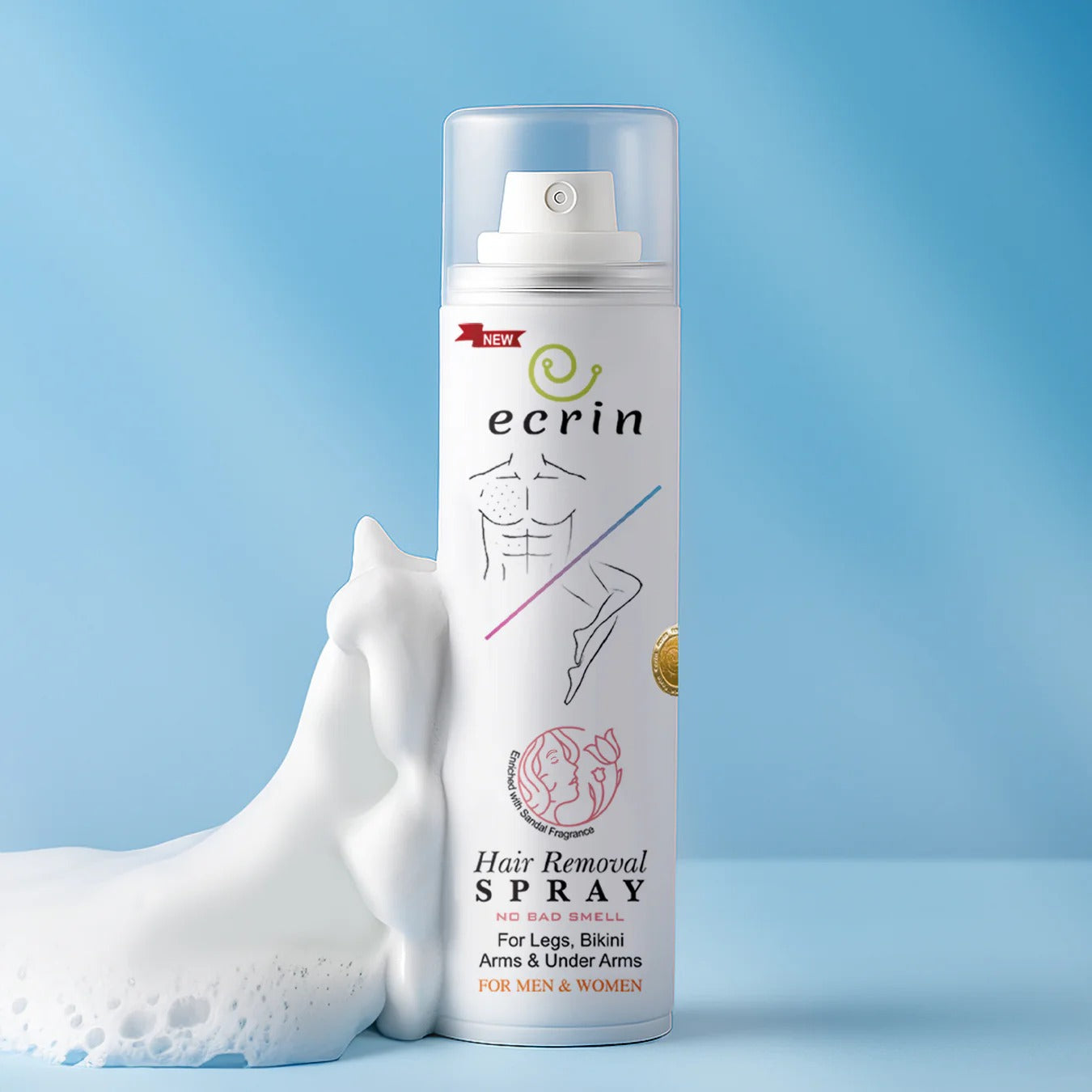 Ecrin Hair Removal Spray – 200ml Foaming Hair Remover for Men & Women
